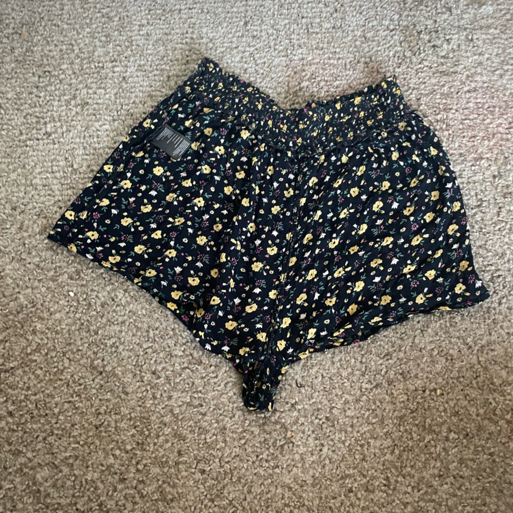 Black flowy sleep shorts